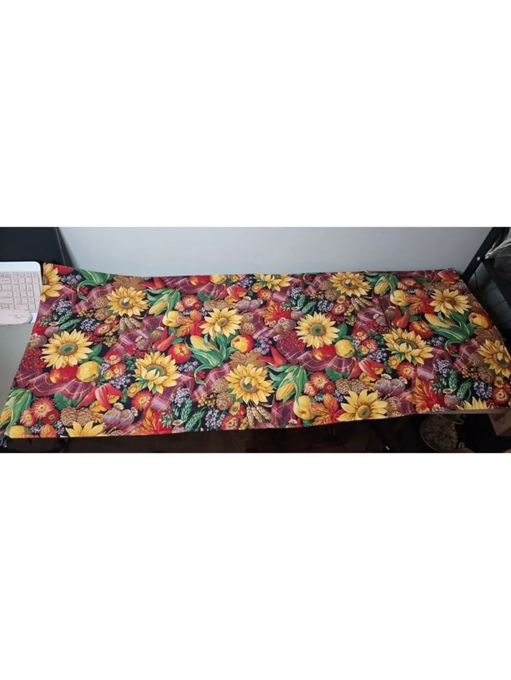 Double-sided Fall/Autumn floral and pumpkin table runner-homemade